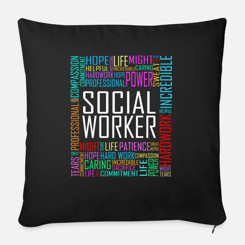 Love Social Worker Hero - Charitable Social Work - Sofakissenbezug 45 x 45 cm - Schwarz