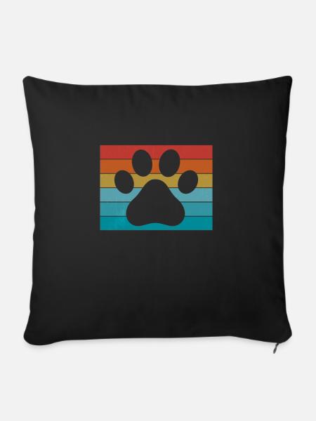 Hunde Hundepfote Hundeliebe Bunt - Sofakissenbezug 45 x 45 cm - Schwarz