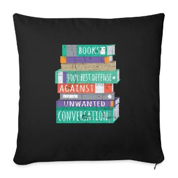 Bookworm Shirt Books Your Best Defense Antisocial - Housse de coussin décorative 45 x 45 cm - noir - Devant