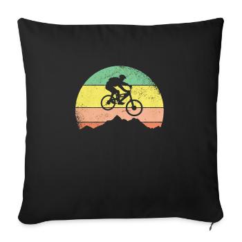 Mountainbike für MTB Downhill Mountainbiker - Sofakissenbezug 45 x 45 cm - Schwarz - Vorne