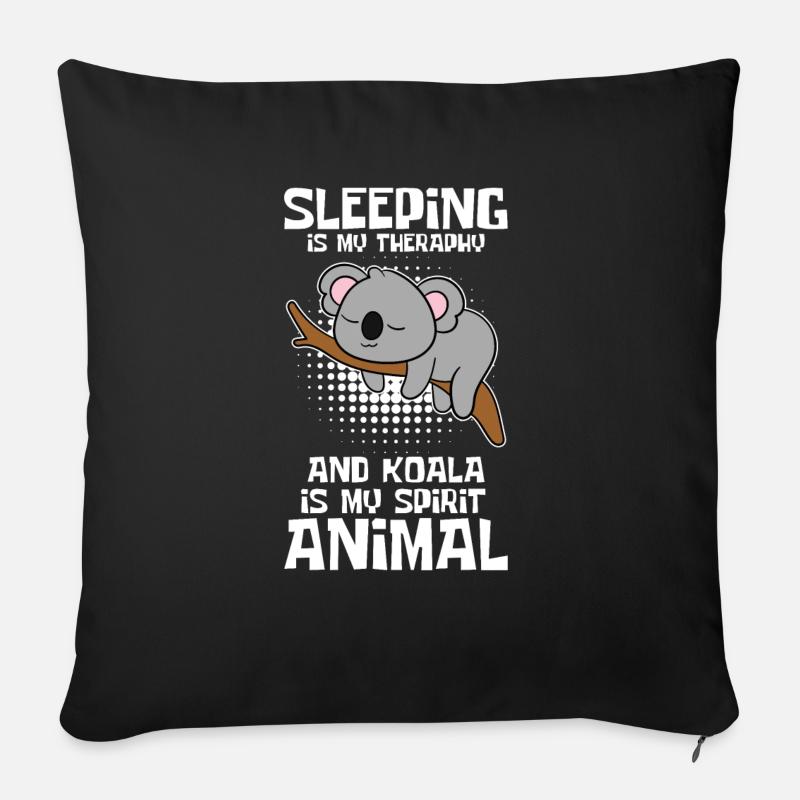Doux Koala Dormir est ma thérapie - Housse de coussin décorative 45 x 45 cm - noir