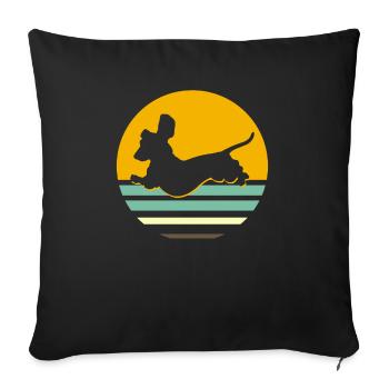 Retro dachshund dachshund dog silhouette gift - Sofa pillowcase 17,3'' x 17,3'' (45 x 45 cm) - black - Front