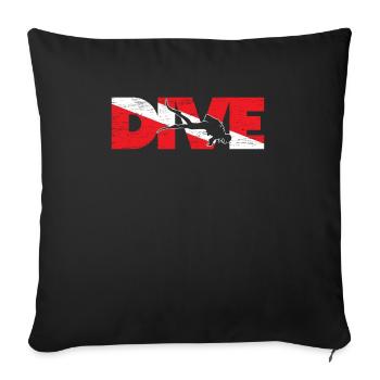 Dive Flag Diver Down Aquaholic Scuba Diving Ocean - Housse de coussin décorative 45 x 45 cm - noir - Devant