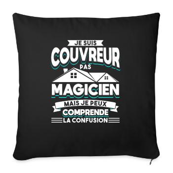Couvreur Zingueur Humour - Housse de coussin décorative 45 x 45 cm - noir - Devant