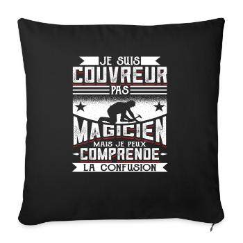 Couvreur Zingueur Humour - Housse de coussin décorative 45 x 45 cm - noir - Devant