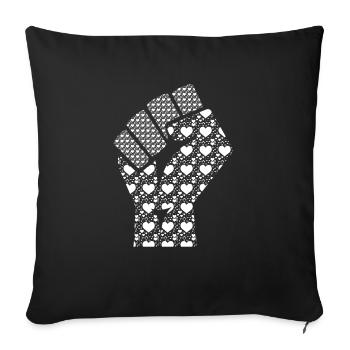 LGBTQ Black and White Hand with Hearts Symbol - Sofa pillowcase 17,3'' x 17,3'' (45 x 45 cm) - black - Front