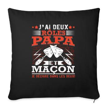 Papa Maçon Père Maçonnerie Construction Maison - Housse de coussin décorative 45 x 45 cm - noir - Devant
