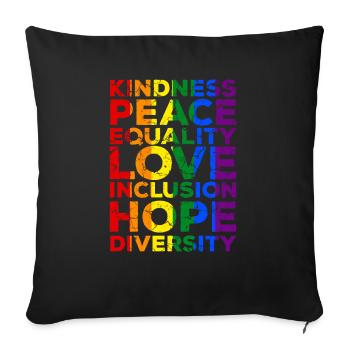 LGBT LGBTQ Arc-en-ciel drapeau Equality Gay Pride - Housse de coussin décorative 45 x 45 cm - noir - Devant