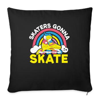 Patineurs vont à Patiner Roller Skating Rollerblades - Housse de coussin décorative 45 x 45 cm - noir - Devant