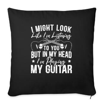 In My Head I Play Guitar Guitarist - Sofa pillowcase 17,3'' x 17,3'' (45 x 45 cm) - black - Front