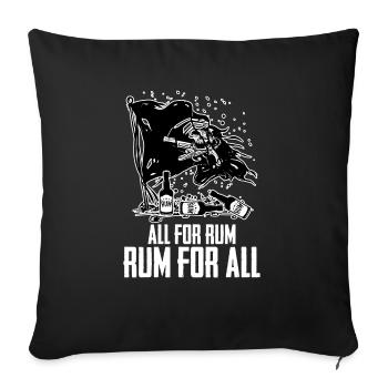 Rhum Pavillon pirate - Housse de coussin décorative 45 x 45 cm - noir - Devant