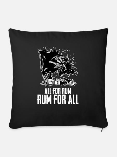 Rum Piratenflagge - Sofakissenbezug 45 x 45 cm - Schwarz