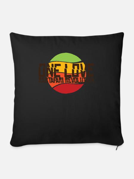 Rastafari Liebe und Evolution - Sofakissenbezug 45 x 45 cm - Schwarz