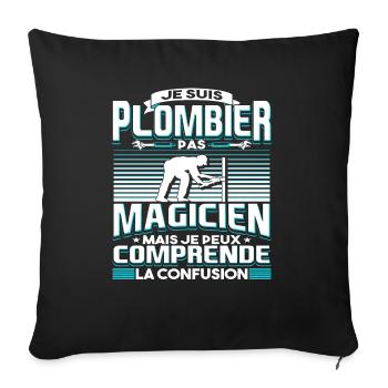 Plombier Humour Plombiers - Housse de coussin décorative 45 x 45 cm - noir - Devant