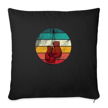 Boxen Boxerin Retro Boxhandschuhe - Sofakissenbezug 45 x 45 cm - Schwarz - Vorne