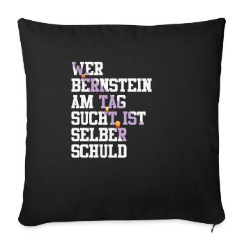 Bernstein Strand Urlaub Lampe Ostsee Geschenkidee - Sofakissenbezug 45 x 45 cm - Schwarz - Vorne