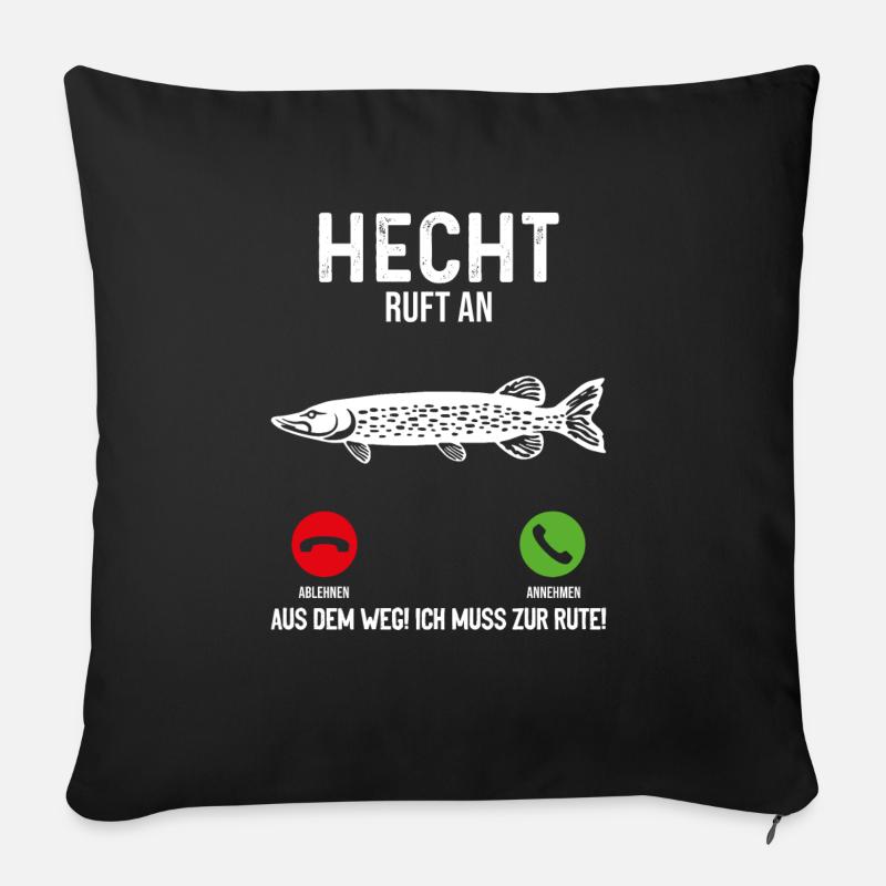 Hecht Angeln - Sofakissenbezug 45 x 45 cm - Schwarz