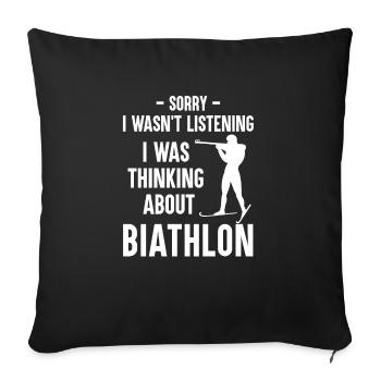 Biathlon Biathlon Ski de fond de ski de tir cadeau - Housse de coussin décorative 45 x 45 cm - noir - Devant