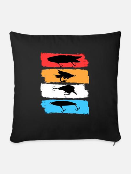 Angler Köder Retro - Sofakissenbezug 45 x 45 cm - Schwarz