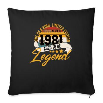 40th birthday December 1981 Vintage - Sofa pillowcase 17,3'' x 17,3'' (45 x 45 cm) - black - Front