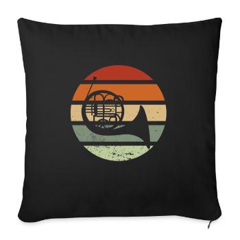 Horn Musical Instrument Horn Player Vintage Musician - Sofa pillowcase 17,3'' x 17,3'' (45 x 45 cm) - black - Front