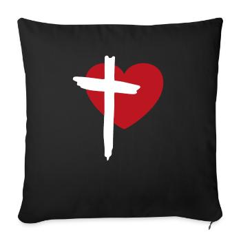 Heart and Cross - Sofa pillowcase 17,3'' x 17,3'' (45 x 45 cm) - black - Front