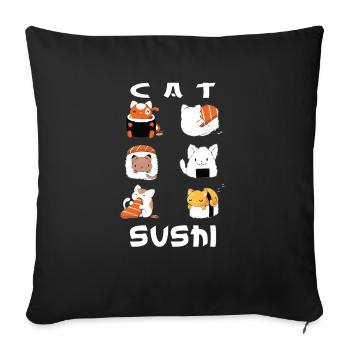 mignon Sushi Cat Nourriture japonaise - Housse de coussin décorative 45 x 45 cm - noir - Devant