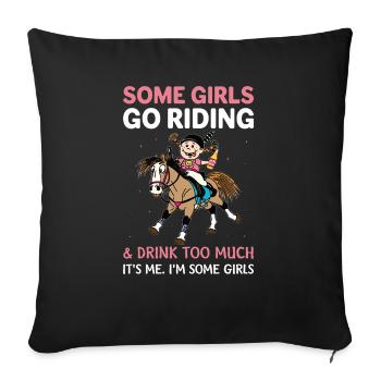 Riding drinking funny horses saying gift - Sofa pillowcase 17,3'' x 17,3'' (45 x 45 cm) - black - Front