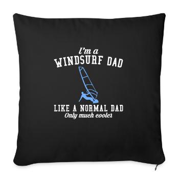 Je suis un homme de planche à voile papa, un normal... - Housse de coussin décorative 45 x 45 cm - noir - Devant