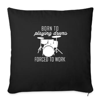 Batteur batteur Drummer Batteries jouer de la batterie de band - Housse de coussin décorative 45 x 45 cm - noir - Devant