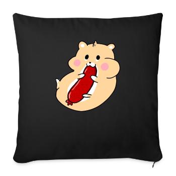 Hamsters with salami - Sofa pillowcase 17,3'' x 17,3'' (45 x 45 cm) - black - Front