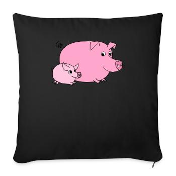 pig - Sofa pillowcase 17,3'' x 17,3'' (45 x 45 cm) - black - Front