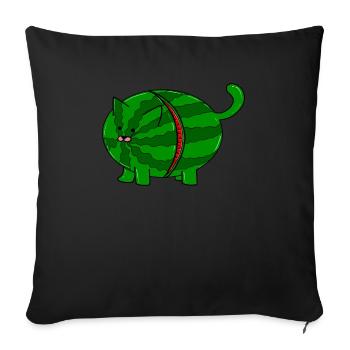 Pastèque Kater - Chat Melon - Fruits - Housse de coussin décorative 45 x 45 cm - noir - Devant