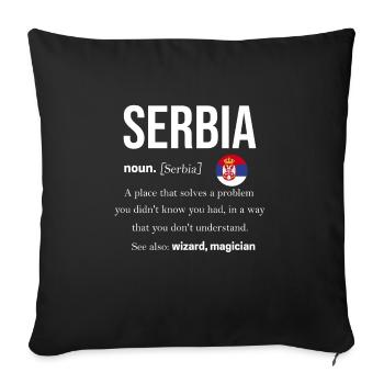 Drapeau de la Serbie Balkans Yougoslavie Srbija Cadeau - Housse de coussin décorative 45 x 45 cm - noir - Devant