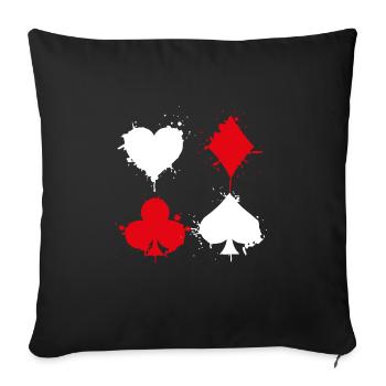 Joueur de poker carte à jouer cadeau jeu de cartes - Housse de coussin décorative 45 x 45 cm - noir - Devant