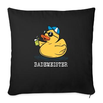 Bademeister coole Badeente mit Sonnenbrille - Sofakissenbezug 45 x 45 cm - Schwarz - Vorne