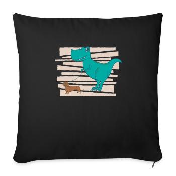 Weiner Dog Dachshund T Rex Dinosaur - Sofa pillowcase 17,3'' x 17,3'' (45 x 45 cm) - black - Front