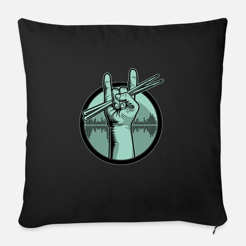 Schlagzeug Drumsticks - Sofakissenbezug 45 x 45 cm - Schwarz