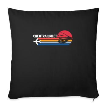 Retro Chemtrail Pilot Chemtrail Abwehr Shirt - Sofakissenbezug 45 x 45 cm - Schwarz - Vorne