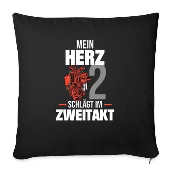 Mein Herz schlägt im Zweitakt | Moped Motorroller - Sofakissenbezug 45 x 45 cm - Schwarz - Vorne