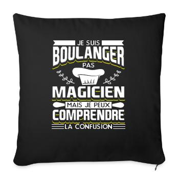 Boulanger Humour Boulangerie - Housse de coussin décorative 45 x 45 cm - noir - Devant