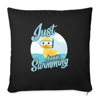Petit canard, continue la nage - Housse de coussin décorative 45 x 45 cm - noir - Devant