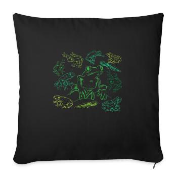 Tadpole Frog Toad Collage Frog Lovers - Sofa pillowcase 17,3'' x 17,3'' (45 x 45 cm) - black - Front