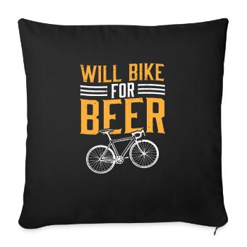 Will Bike For Beer Cycling Lover - Housse de coussin décorative 45 x 45 cm - noir - Devant