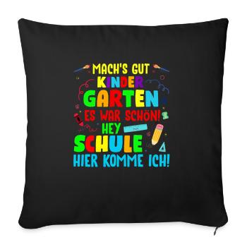 Kinder Einschulung Schulkind 2022 Erster Schultag - Sofakissenbezug 45 x 45 cm - Schwarz - Vorne