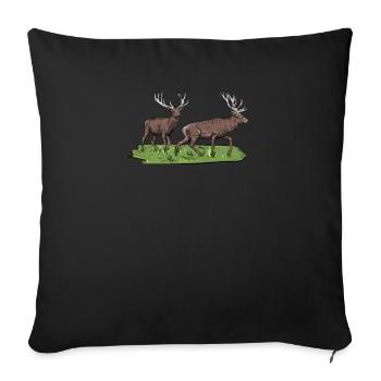 Red Deer I Deer Red Deer Antlers Hunting Motif for - Sofa pillowcase 17,3'' x 17,3'' (45 x 45 cm) - black - Front