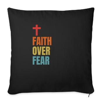 Faith Over Fear Cool Christian Cross - Sofakissenbezug 45 x 45 cm - Schwarz - Vorne