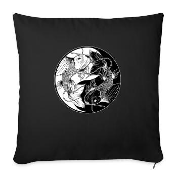 Ying Yang Koi Poisson - Housse de coussin décorative 45 x 45 cm - noir - Devant