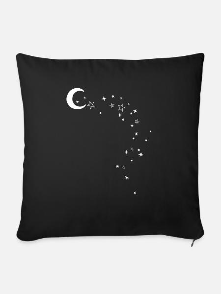 Mond und Sterne - Sofakissenbezug 45 x 45 cm - Schwarz