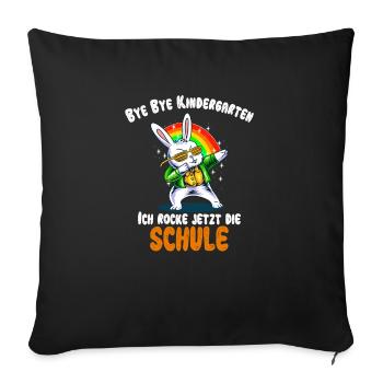 Bye Kindergarten Abschied 1. Klasse Jungs outfit - Sofakissenbezug 45 x 45 cm - Schwarz - Vorne